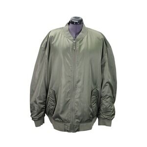 Gap Bomber Jacket Men's XXL Green Satin Full Zip‎ Relaxed Fit Casual Outerwear